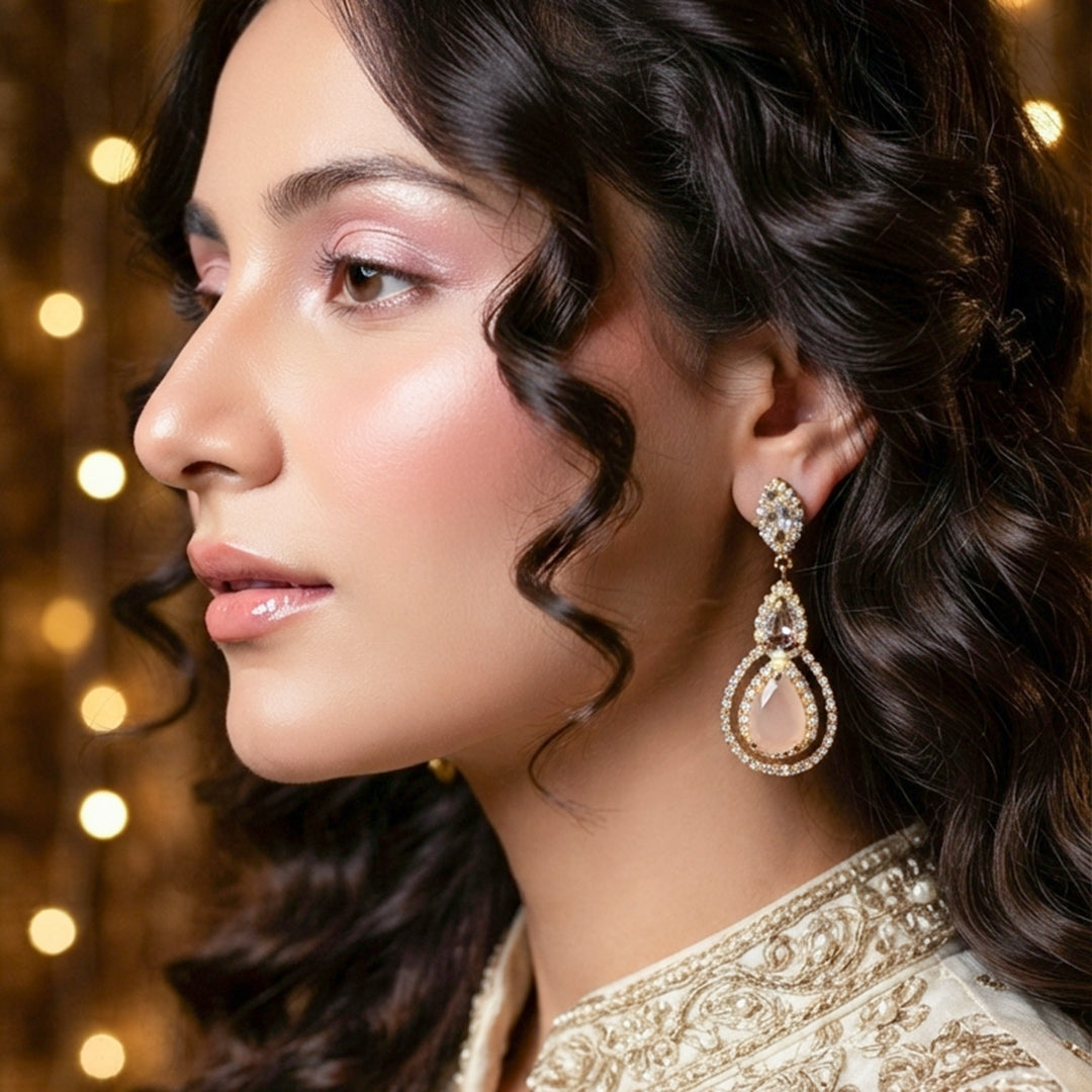 Gold Champagne Teardrop Earrings
