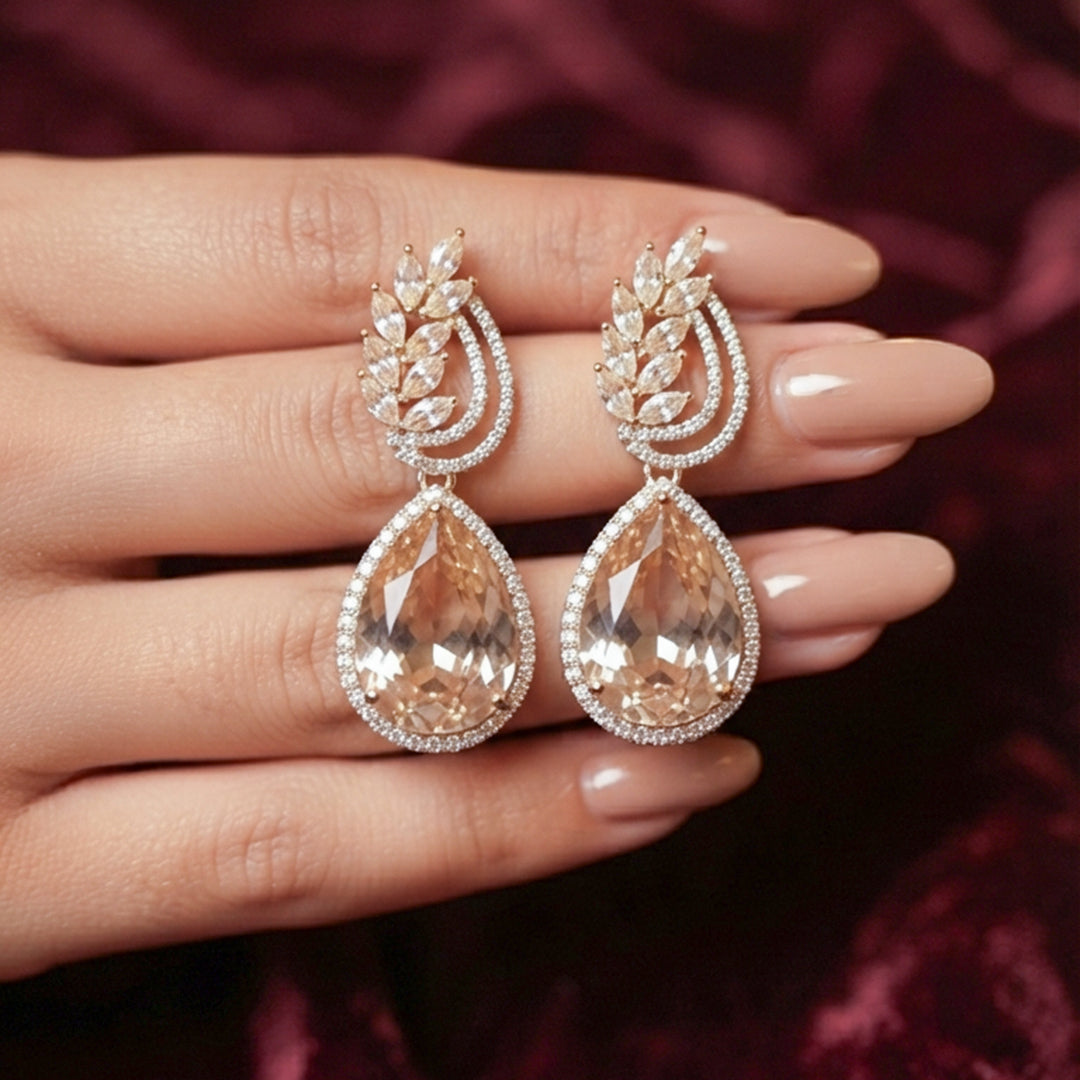 Rose Gold Oval Teardrop Earrings
