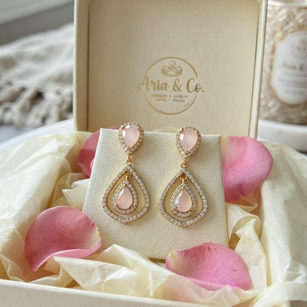 Rose Gold Teardrop Drop Earrings