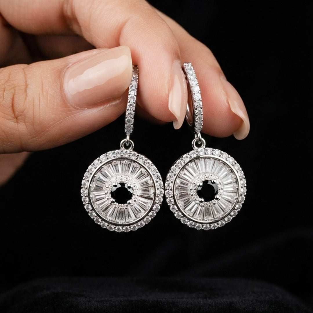 Silver Crystal Drop Earrings