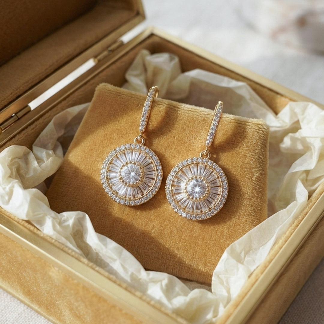 Gold Crystal Drop Earrings