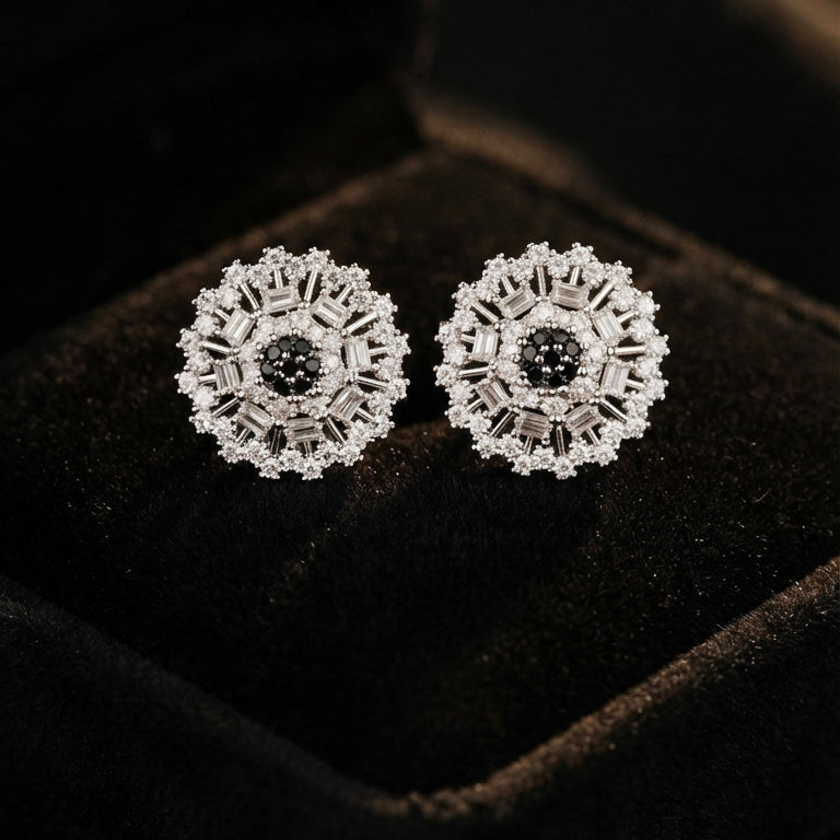 Black & Silver Crystal Statement Earrings