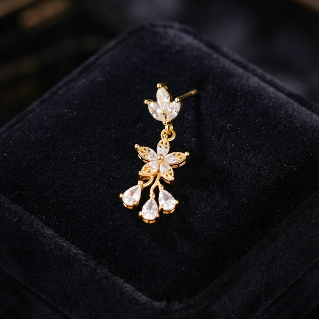 Gold Crystal Dangle Earrings