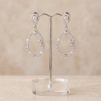 Crystal Teardrop Drop Earrings with Pearl Accents