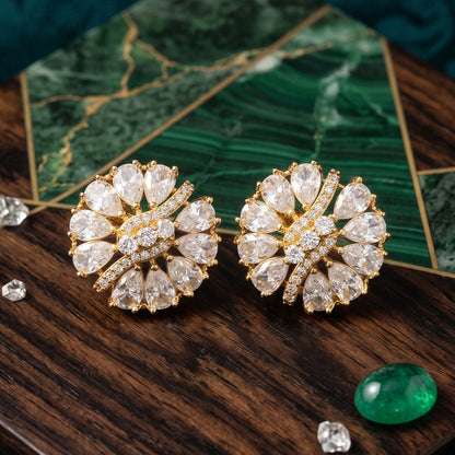 Gold Crystal Blossom Statement Tops