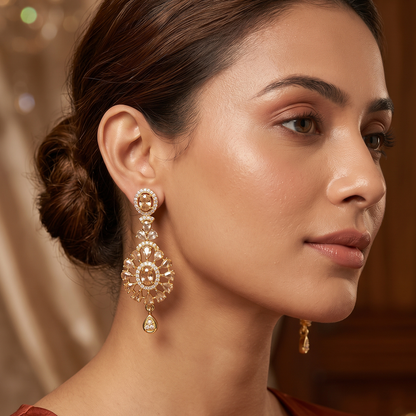Gold Champagne Stone Bridal Earrings