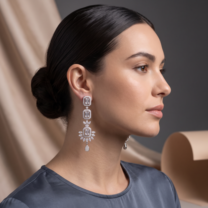 Silver Bridal Statement Chandelier Earrings