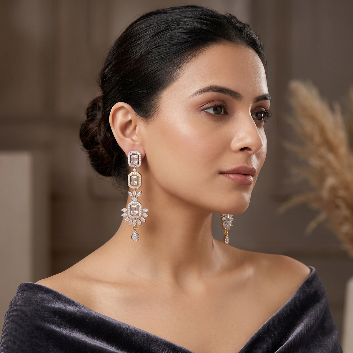 Gold Bridal Statement Chandelier Earrings