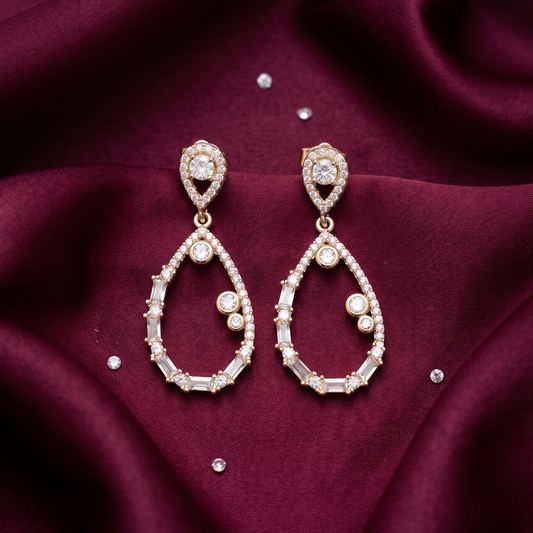 Crystal Teardrop Drop Earrings with Pearl Accents