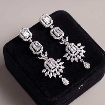 Silver Bridal Statement Chandelier Earrings