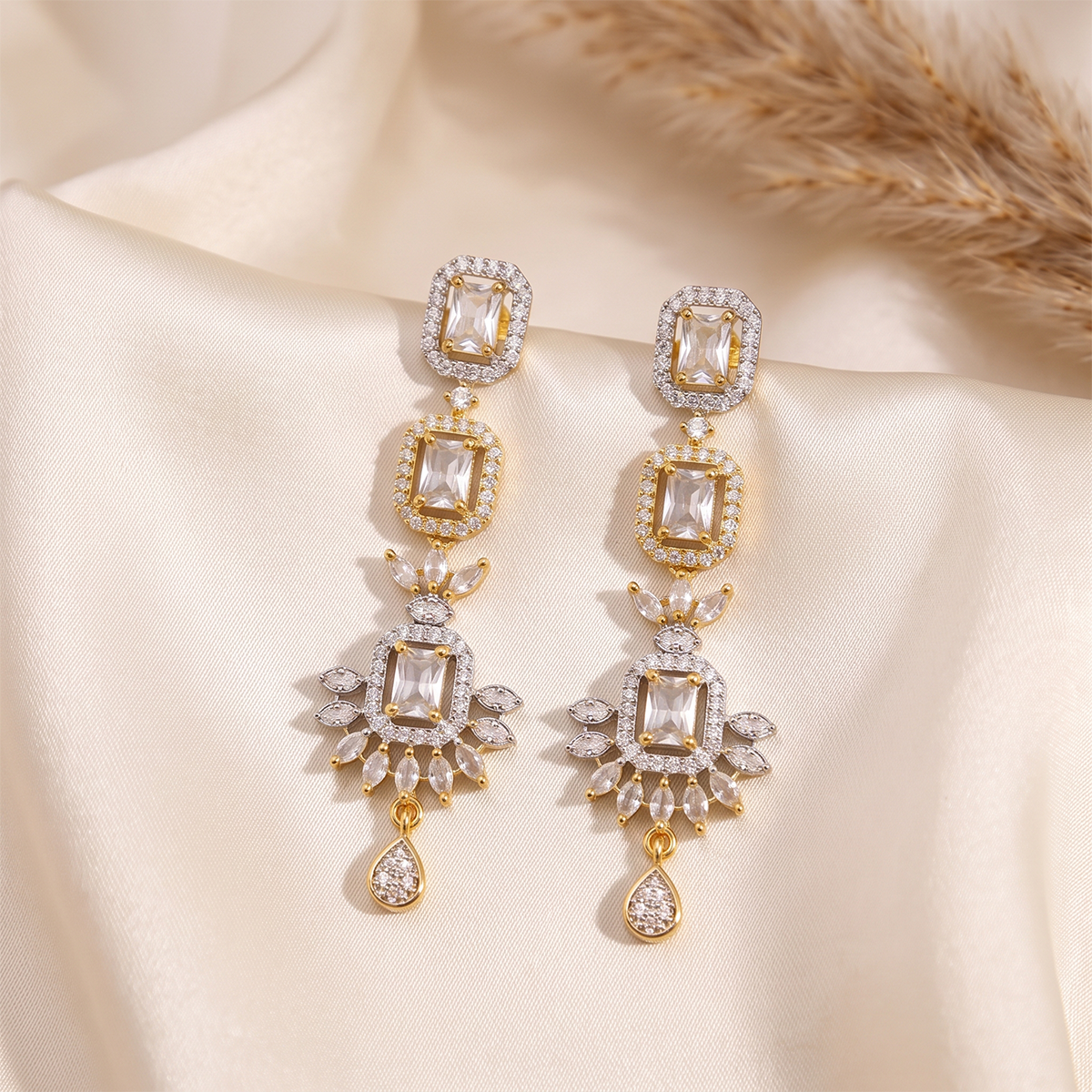 Gold Bridal Statement Chandelier Earrings
