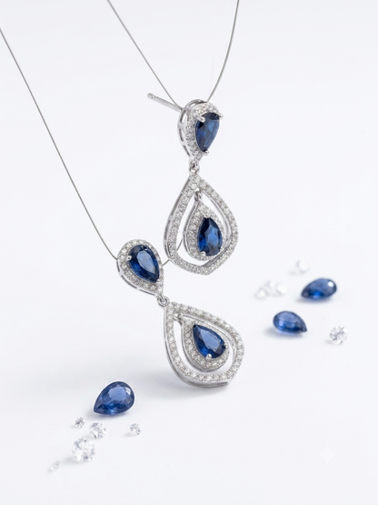 Sapphire & Diamond Pendant Necklace