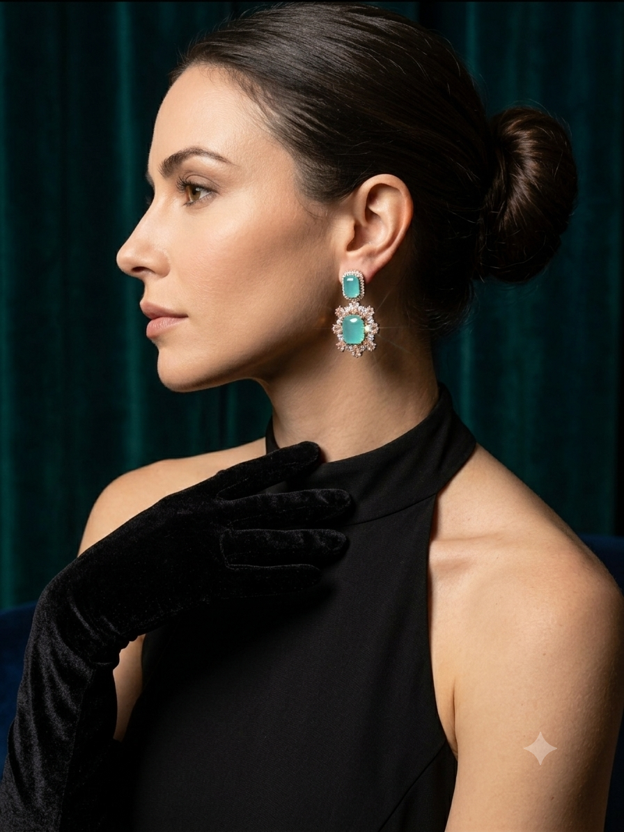 Turkish Cubic Zirconia Gemstone Drop Earrings