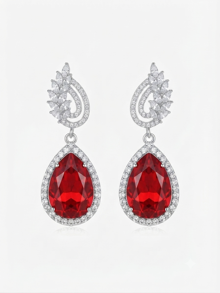 Silver Finish CZ Chandelier Dangle Earrings