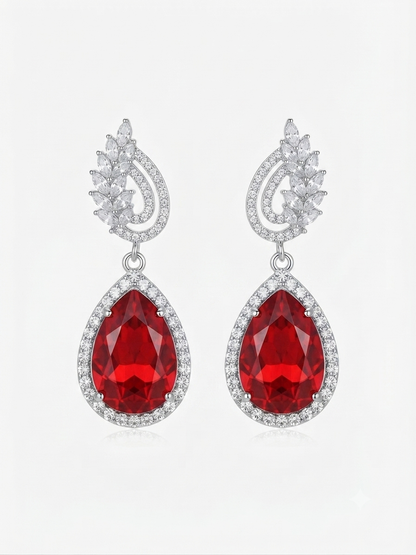 Silver Finish CZ Chandelier Dangle Earrings