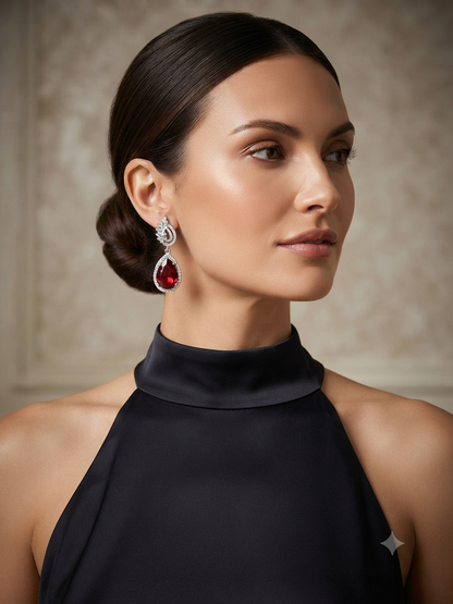 Silver Finish CZ Chandelier Dangle Earrings