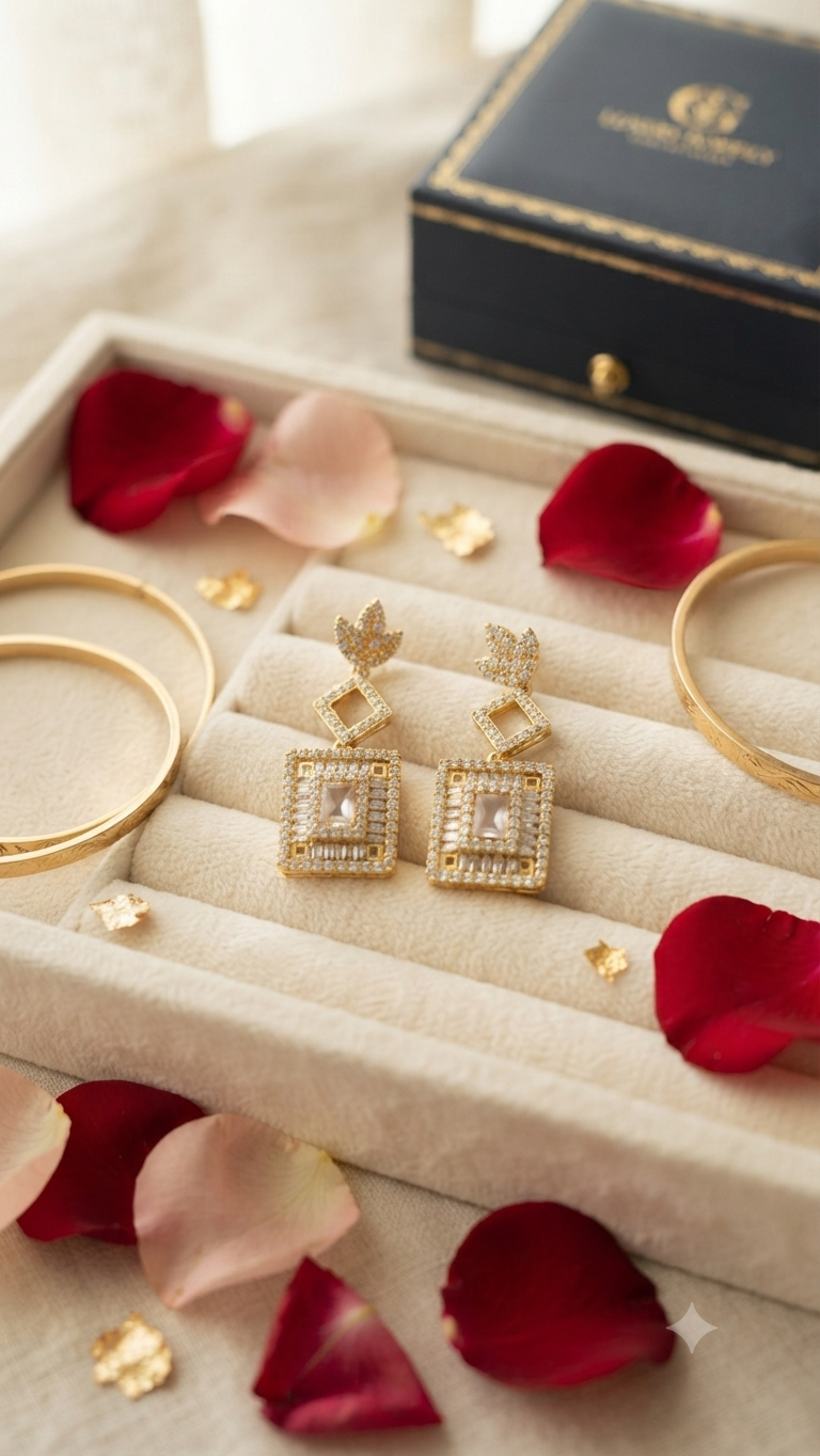 Gold Plated Zirconia Drop Earrings