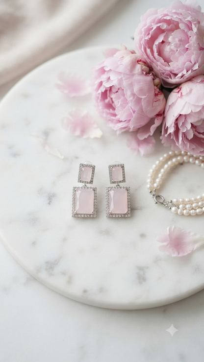 Rhodium Plated CZ Drop Earrings