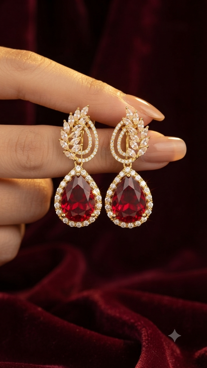 Gold Plated Crystal Stone Drop Earrings