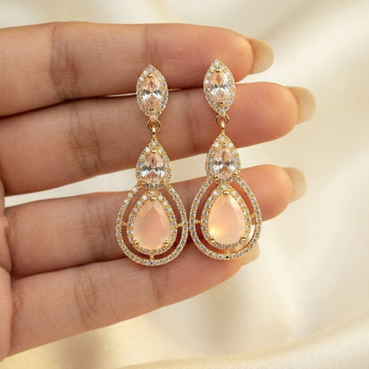 Gold Champagne Teardrop Earrings