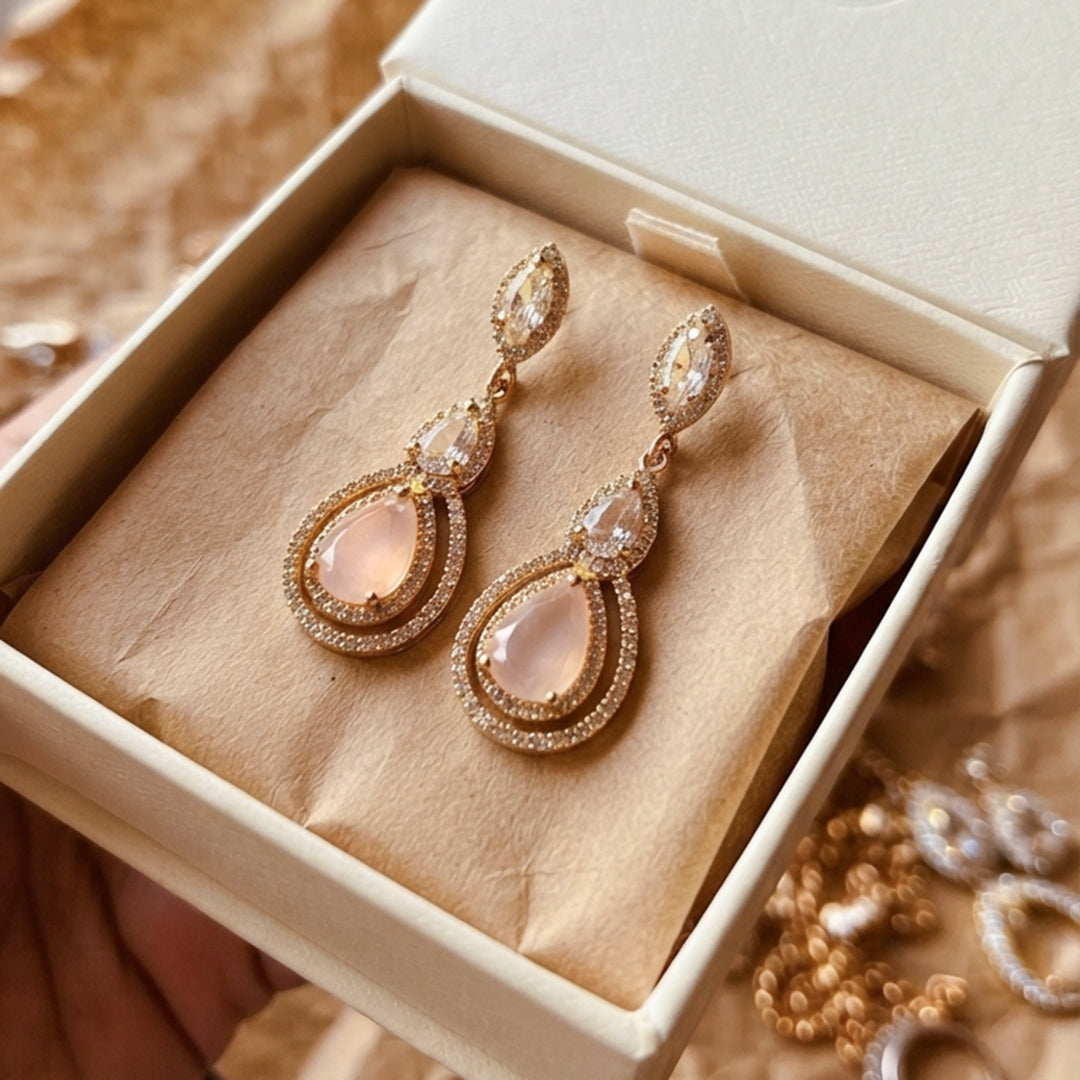 Gold Champagne Teardrop Earrings