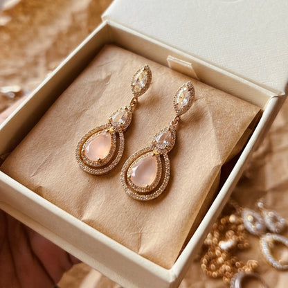Gold Champagne Teardrop Earrings