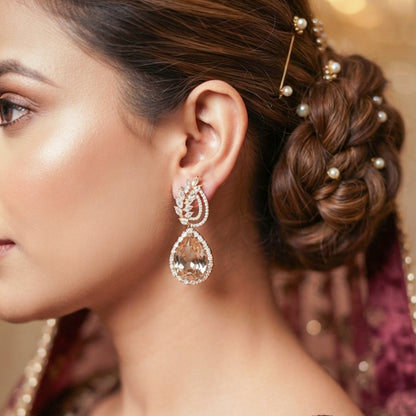 Rose Gold Oval Teardrop Earrings