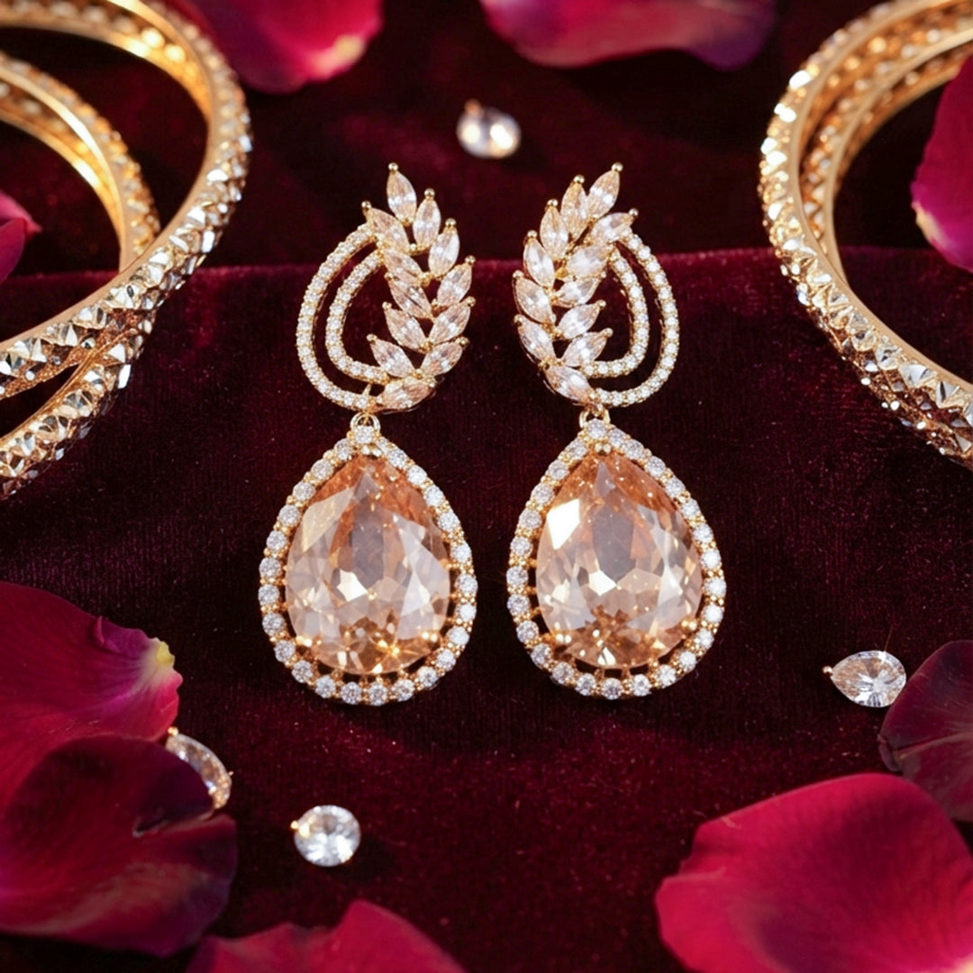 Rose Gold Oval Teardrop Earrings