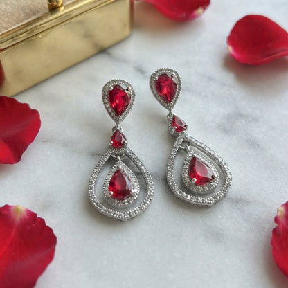 Rose Gold Ruby Teardrop Earrings