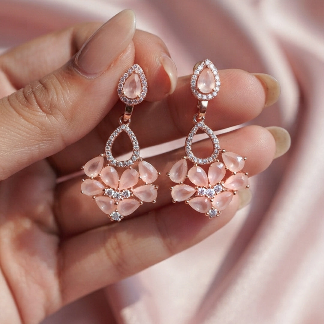 Silver Crystal Teardrop Drop Earrings