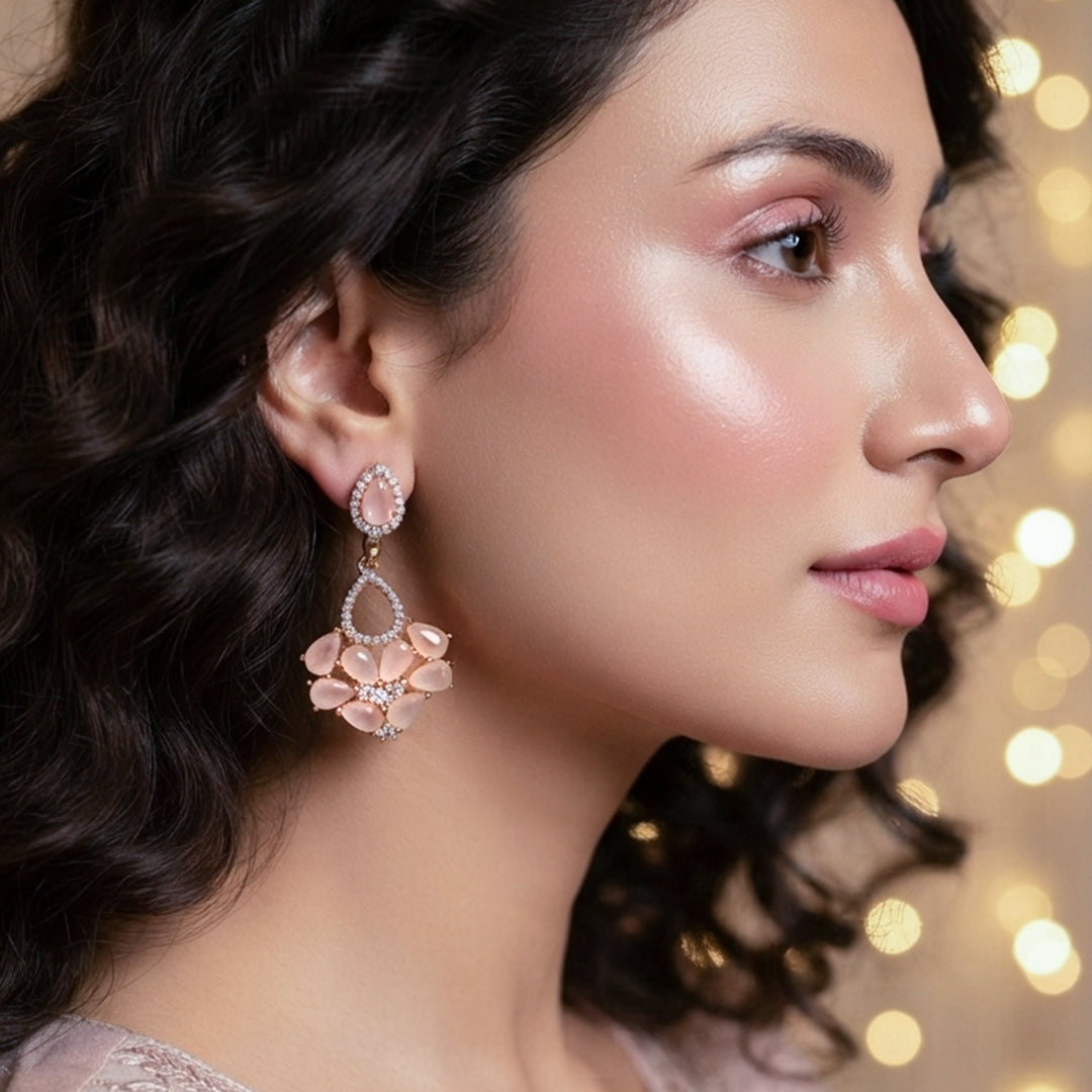 Silver Crystal Teardrop Drop Earrings