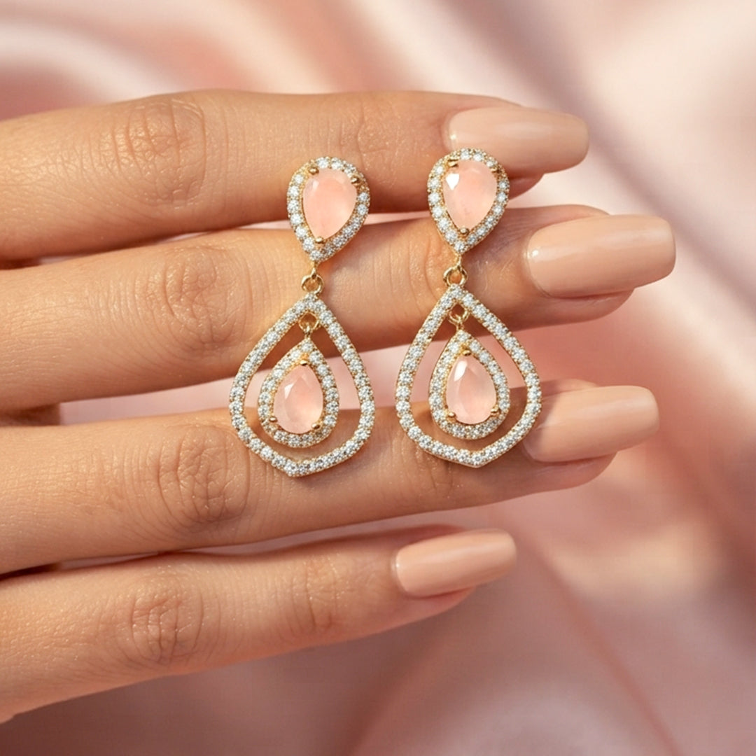 Rose Gold Teardrop Drop Earrings