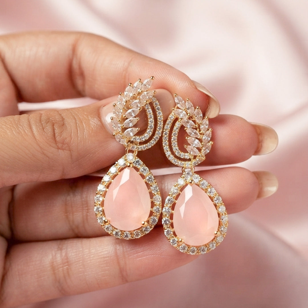 Gold Crystal Teardrop Earrings