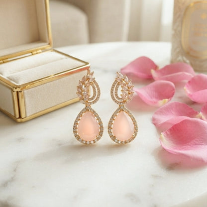 Gold Crystal Teardrop Earrings
