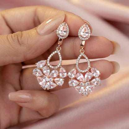 Silver Crystal Teardrop Drop Earrings