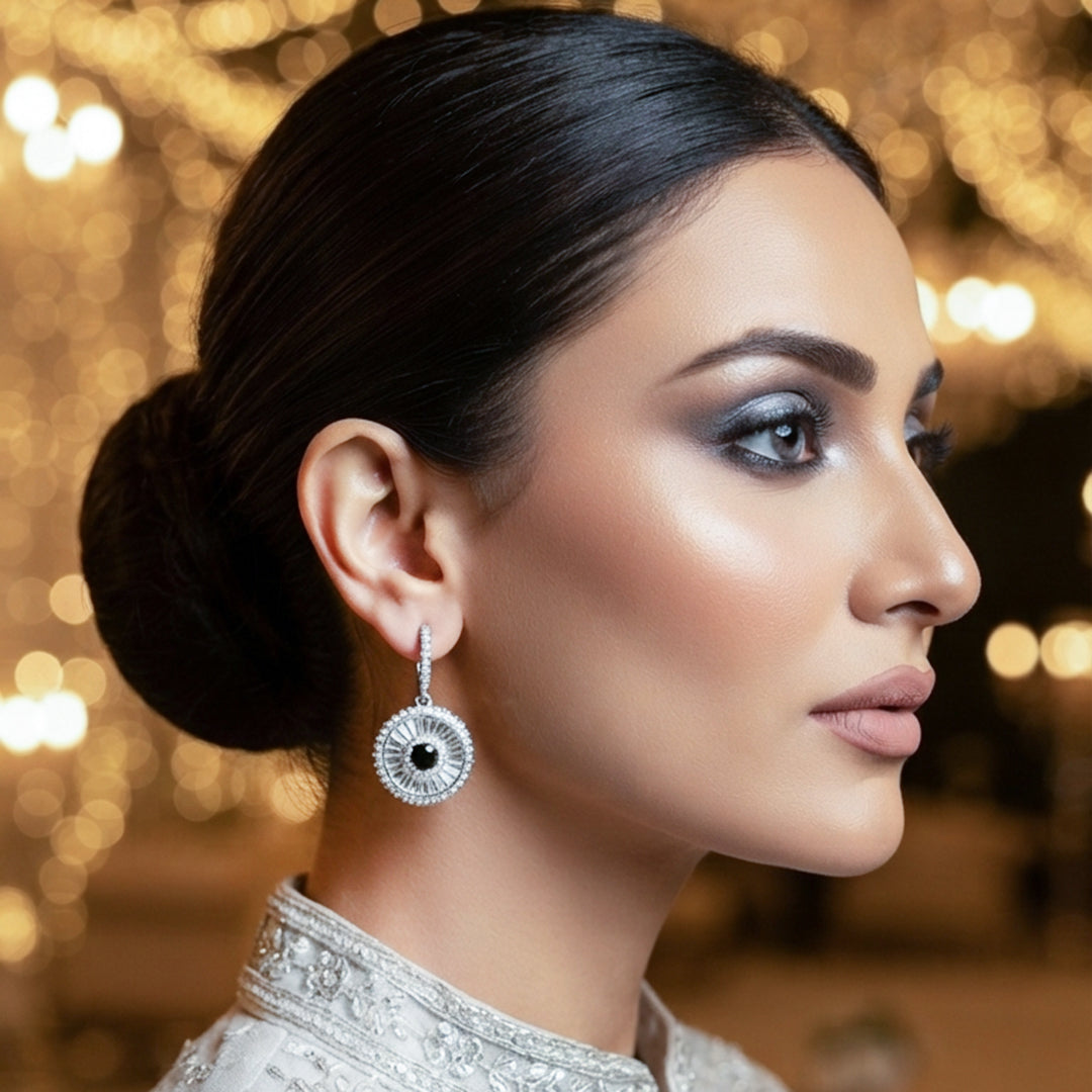 Silver Crystal Drop Earrings
