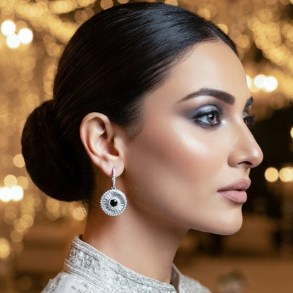 Silver Crystal Drop Earrings