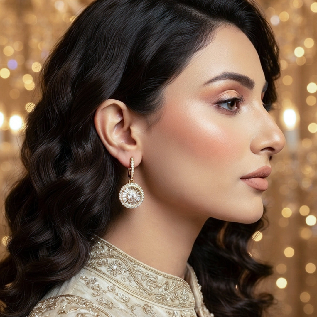 Gold Crystal Drop Earrings