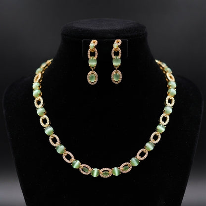 Green Emerald Necklace & Earrings Set