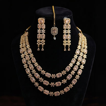 Royal Bridal Gold Necklace & Earrings Set