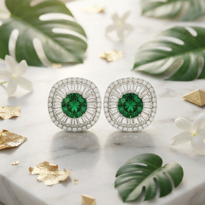 Emerald Green Crystal Stud Earrings