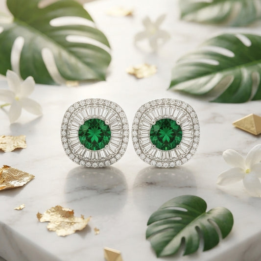 Emerald Green Crystal Stud Earrings