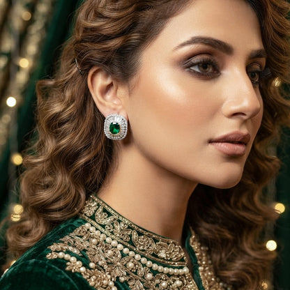 Emerald Green Crystal Stud Earrings
