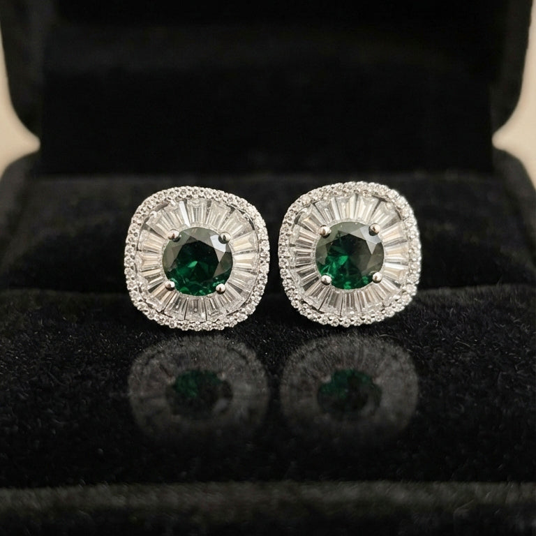 Emerald Green Crystal Stud Earrings