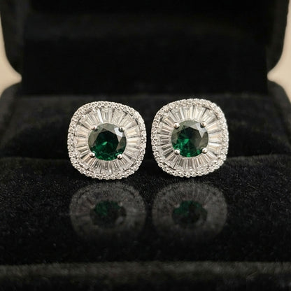 Emerald Green Crystal Stud Earrings