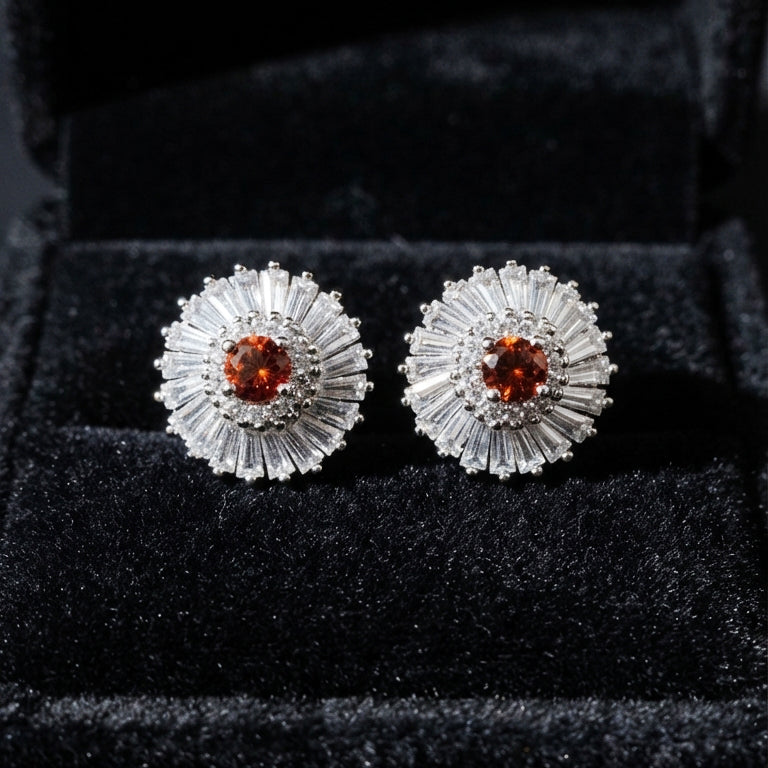 Ruby Red Crystal Stud Earrings
