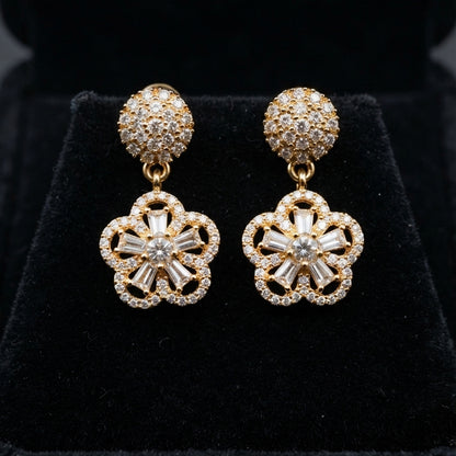 Gold Floral Drop Earrings
