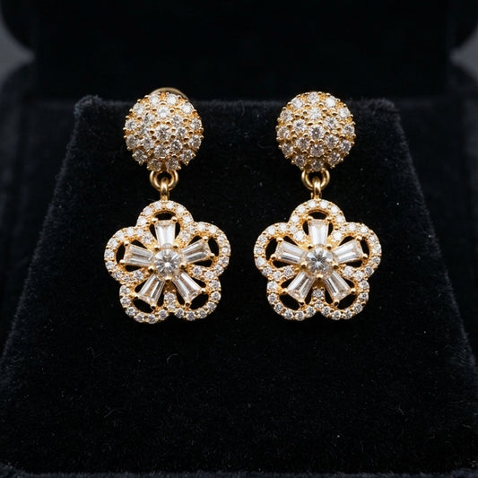 Gold Floral Drop Earrings
