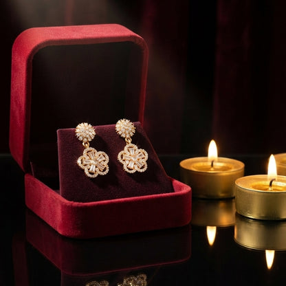 Gold Floral Drop Earrings