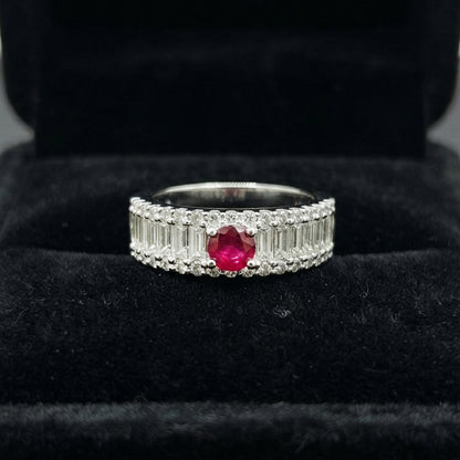 Silver Ruby Crystal Band Ring